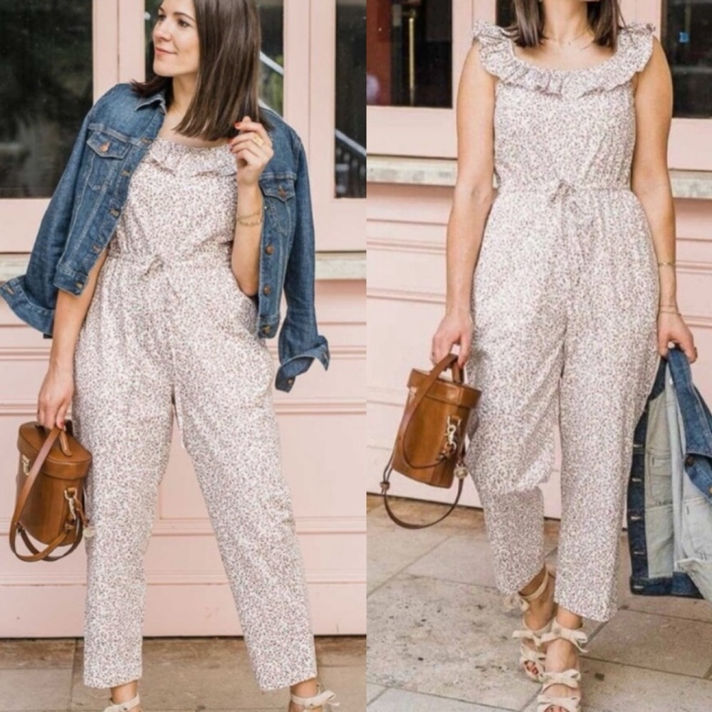 Gal Meets Glam Floral Jumpsuit Rue Feminine Ruffle Coquette Size 8 One Piece